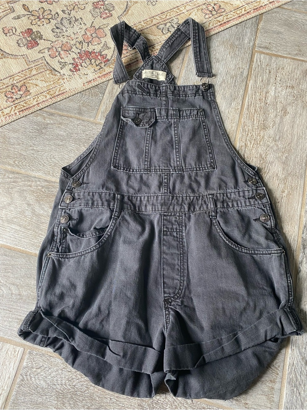 Free people we the free Charcoal Denim Short Overalls small